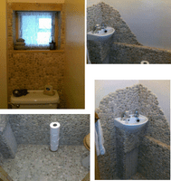 1m2 Asian Tan Natural Stone Pebble Mosaic Tiles on mesh for Bathrooms