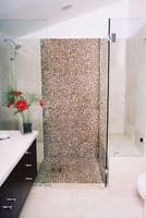 1m2 Asian Tan Natural Stone Pebble Mosaic Tiles on mesh for Bathrooms