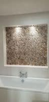 1m2 Asian Tan Natural Stone Pebble Mosaic Tiles on mesh for Bathrooms