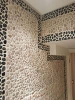 1m2 Asian Tan Natural Stone Pebble Mosaic Tiles on mesh for Bathrooms