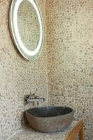 1m2 Asian Tan Natural Stone Pebble Mosaic Tiles on mesh for Bathrooms