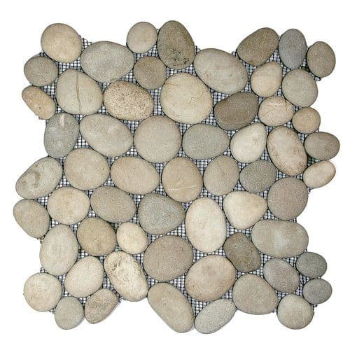 1m2 Asian Tan Natural Stone Pebble Mosaic Tiles on mesh for Bathrooms