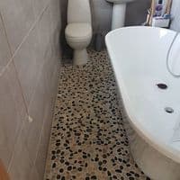 1m2 Beige & Black River Stone Pebble Tiles on Mesh