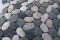 1m2 Beige & Black River Stone Pebble Tiles on Mesh