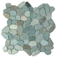 1m2 Green Split  ( Cut ) Beach Pebble Mosaic Tiles