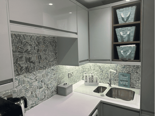 1m2 Green Split  ( Cut ) Beach Pebble Mosaic Tiles