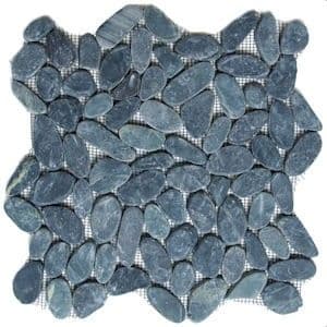 1m2 Split ( Cut ) Black River Pebble Mosaic Tiles 300 x 300 mm
