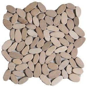 1m2 Split ( Cut ) Tan Pebble Mosaic Wall Floor Tiles only £54.99 per m2