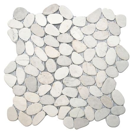 1m2  Split ( Cut ) White River Pebble Mosaic Floor Wall & Tiles only £ 59.99 per m2