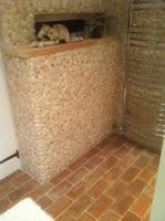 1m2 White & Tan River Stone Pebble Mosaic Tiles on mesh