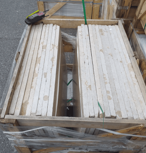 8.64m2 (16 no. slabs) CLEARANCE / DAMAGED Dijon TUMBLED Limestone 900 x 600 x 30 mm