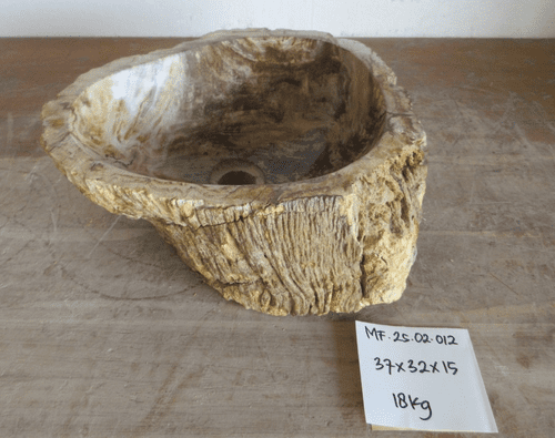 Aesthetic Petrified Wood Bathroom Wash Basin approx 37cm x  32cm x 15 cm (MF.25.02.012)