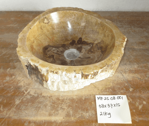 Aesthetic Petrified Wood Bathroom Wash Basin approx 38cm x 37cm x 15 cm (MF.25.08.001)