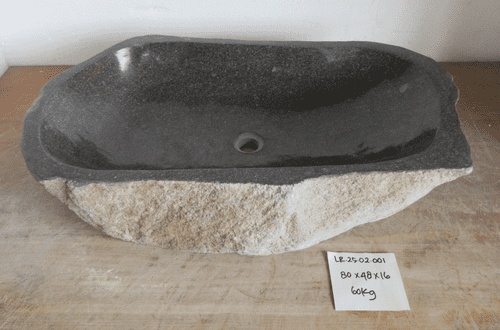 Attractive Long River Rock Granite Stone Basin LR.25.02.001 ( approx 80cm x 48cm x 16cm)