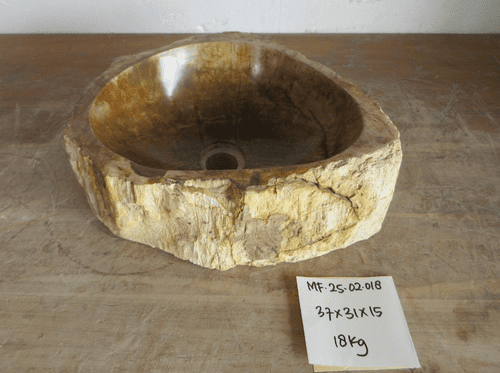 Beguiling Mini Petrified Wood Bathroom Wash Basin approx 37 x 31 x 15 cm (MF.25.02.018)