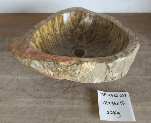 Beguiling Mini Petrified Wood Bathroom Wash Basin approx 41 x 36 x 15 cm (MF.25.02.007)