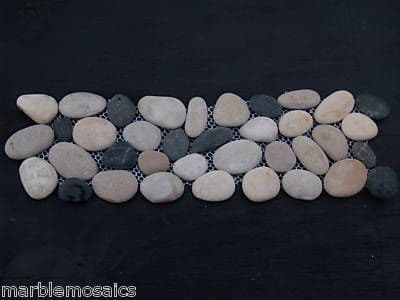 Beige & Black Pebble Border Tiles ( 33 tiles @ 300 x 100 mm )