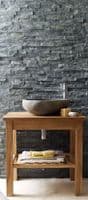 Black Quartz Sparkle Maxi  Split Face Mosaic Stone Z  Tiles Cladding