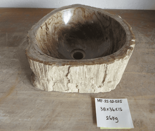 Breathtaking Petrified Wood Wash basin approx 38 cm x 36 cm x 15 cm (MF.25.02.025)