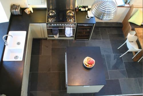Calibrated Brazilian Black Riven Slate 600mm x 600mm x 10mm natural stone flooring @ £26.99 per m2