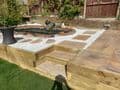 CLEARANCE / DAMAGED   24 no. slabs  Rainbow Honed Sandstone Bullnose Coping Stone 900 x 350 x 30 mm