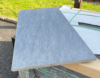 CLEARANCE / DAMAGED Black Quartz Anthracite Vitrified Porcelain BULLNOSE 900 x 450 x 20 mm