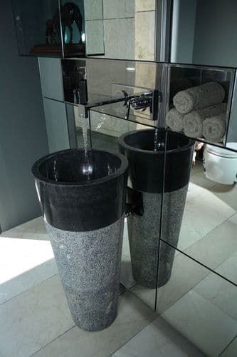 CLEARANCE/DAMAGED Freestanding Black Marble Cono 90 cm x 40 cm (Sink  No. 9)