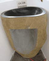 Dashing River Rock Boulder Pedestal Wash Basin Approx W:67cm x  D:45 cm x  H:90 cm ( CH.128)