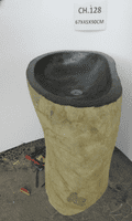Dashing River Rock Boulder Pedestal Wash Basin Approx W:67cm x  D:45 cm x  H:90 cm ( CH.128)