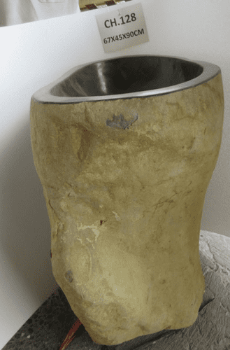 Dashing River Rock Boulder Pedestal Wash Basin Approx W:67cm x D:45 cm x H:90 cm ( CH.128)