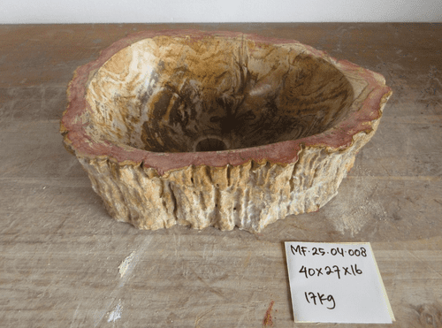Decadent Mini Petrified Wood Bathroom Wash Basin approx 40 x 27 x 16 cm ( MF.25.04.008)