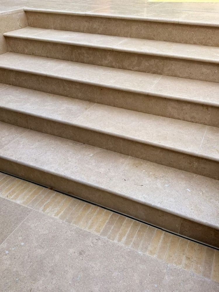 Dijon Limestone BRUSHED Bullnosed Limestone Pool Coping / Steps 900 x ...