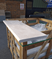 Dijon  Limestone TUMBLED DOUBLE Bullnosed Limestone Pool Coping / Step 900 x 350  x 30mm approx.
