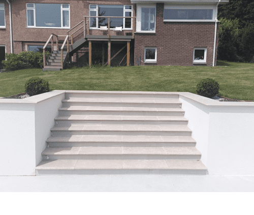 Dijon Limestone TUMBLED SINGLE Bullnosed Limestone Pool Coping / Step 900 x 350 x 30mm approx.