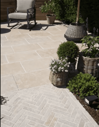 Dijon TUMBLED Limestone Slim Setts (Herringbone Style) approx 200mm x 50mm x 30mm @  £ 49.99 per m2