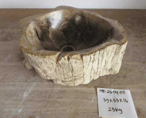 Dishy Petrified Wood Bathroom Wash Basin approx 39 cm x 33 cm x 16 cm (MF.25.04.011)