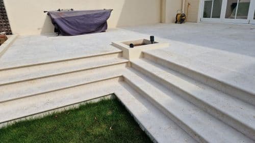 Egyptian Beige Limestone Sawn & Sandblasted DOUBLE Bullnose Step 900 x 350 x 30 mm