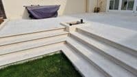 Egyptian Beige Limestone Sawn & Sandblasted Bullnose Step 900 x 350 x 30 mm