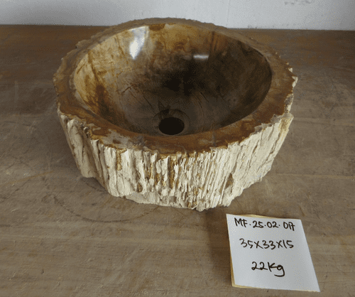 Elegant Mini Petrified Wood Bathroom Wash Basin approx 35 x 33 x 15 cm ( MF.25.02.017)