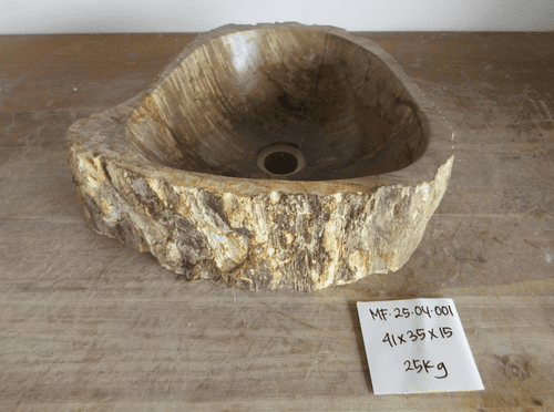 Elegant Petrified Wood Bathroom Wash Basin approx 41cm x 35cm x 15 cm (MF.25.04.001)