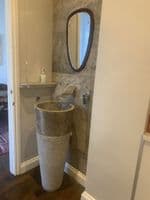 Free Standing Grey Marble Pedestal Sink  Bathroom 90 cm x 40 cm ( Cono Model )