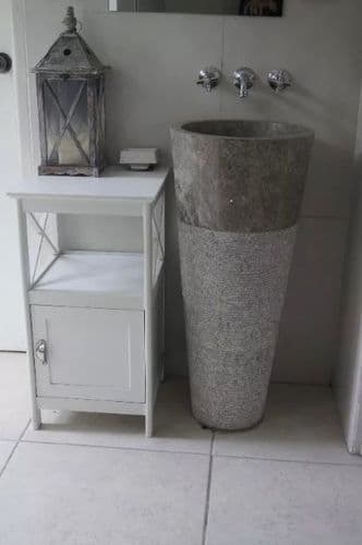 Free Standing Grey Marble Pedestal Sink Bathroom 90 cm x 40 cm ( Cono Model )