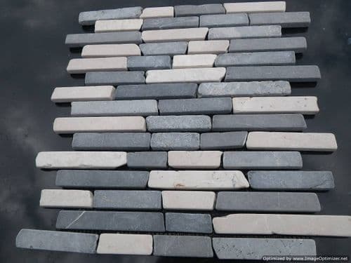 Grey & White Brickbone Marble Mosaic tiles @ £49.99 per m2
