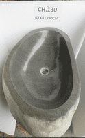 Handsome River Rock Boulder Pedestal Wash Basin Approx W:67cm x  D:41 cm x  H:90 cm (CH.130)