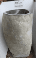 Handsome River Rock Boulder Pedestal Wash Basin Approx W:67cm x  D:41 cm x  H:90 cm (CH.130)