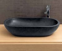 Honed Basalt Oval Stone Basin 70 cm x 35 cm x 13 cm