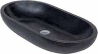 Honed Basalt Oval Stone Basin 70 cm x 35 cm x 13 cm