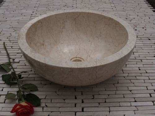 Ibyza Cream Polished Stone Marble Wash Basin 40 cm (WA002)