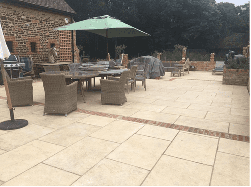 Jerusalem Cream Limestone Tumbled Calibrated patio slabs 900 x 600 x 30 mm @ £36.99 per m2
