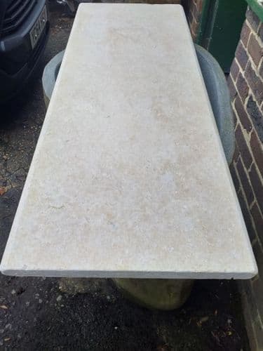 Jerusalem Cream Limestone Tumbled DOUBLE edge bullnose wall coping 900mm x 350mm x 30mm approx.